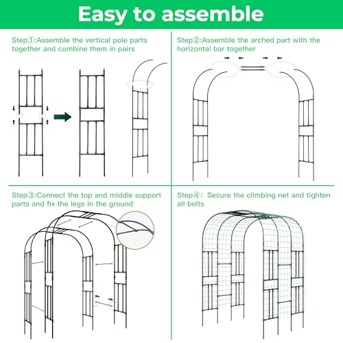 Aohanoi Garden Arch Trellis for Climbing Plants,7.22 FT Tall Large Arbour Archway for Rose Vine Cucumber Vegetables,Wide Garden Arch for Lawn,Party,Ceremony Wedding Decoration - size: 62''L x 45''W x 86''H