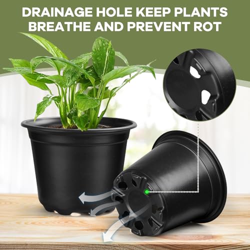 4 5 6 Inch Nursery Pots, 110 Packs Plastic Plant Pot with Drainage Hole, Seedling Starter Pots for Succulents (4 Inch) - size: 4 Inch-110 Pack