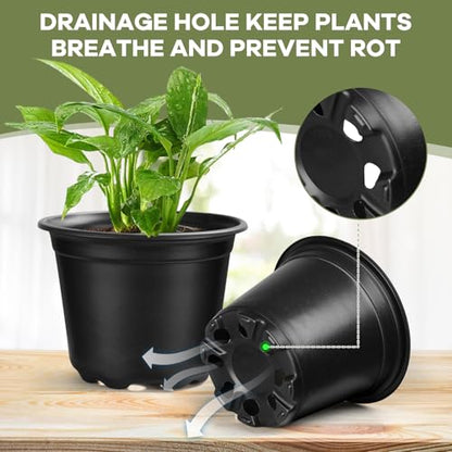 3 4 5 6 Inch Nursery Pots, Plastic Plant Pot with Drainage Hole, Seedling Starter Pots for Succulents (3 Inch-50 Packs) - size: 3 Inch-50 Pack