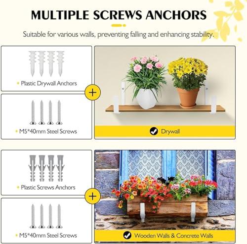 LukLoy Adjustable Window Box Brackets, 2 Pack Planter Box Brackets, White - size: 2 pack-white