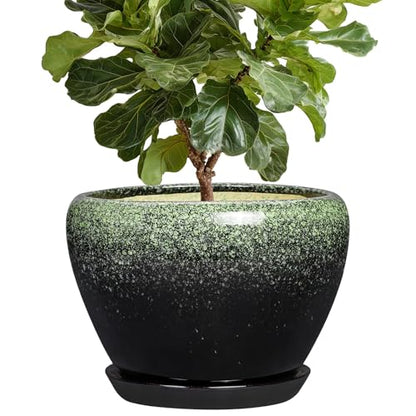 Ceramic Planters for Plants, 10 Inch Flower Pots, Retro Green - color: Retro Green, size: 10 Inch