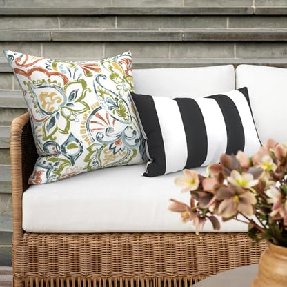 Outdoor 16x16 Inch Throw Pillow Covers Set of 2, Covers ONLY, All Weather Square Pillow Cases, Patio Cushion Pillow of Home Furniture Use, Paisley Botanical - color: Paisley Botanical, size: 16" x 16" (Pack of 2)