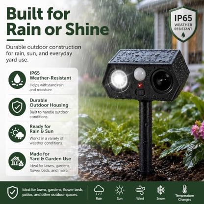 Solar Deer Repellent Outdoor, Motion Activated Animal Deterrent, 4 Pack