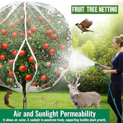 Drawstring & Zipper Fruit Tree Netting Cover - (4 Pack 8×6.6FT) - Reusable Bird Netting for Blueberry Bushes, Anti-Cicada/Deer/Squirrel Large Plant Protection Net - size: 8×6.6 ft