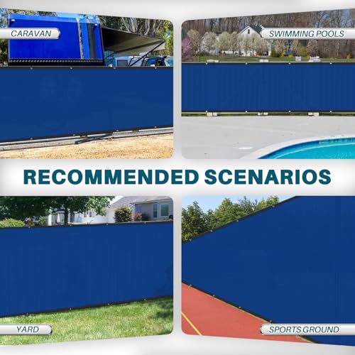 COARBOR 4' x 25' Fence Privacy Screen Heavy Duty Windscreen Fencing Mesh Shade Net Cover for Outdoor Wall Backyard Patio Deck and Porch, Blue - color: Blue, size: 0 4' x 25'