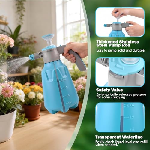 Hand Pump Sprayer 1/2 Gallon, Leak-Proof Plant Mister Spray Bottle