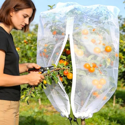 Fruit Tree Netting, Plant Mesh Netting for Garden Protection, Blueberry Bush Insect Netting Cover as Garden Pest Barrier from Cicadas, Bug, Bird (5.3x5.3 FT, 4Pcs, Zipper & Drawstring Design) - size: 5.3X5.3FT 4PACK