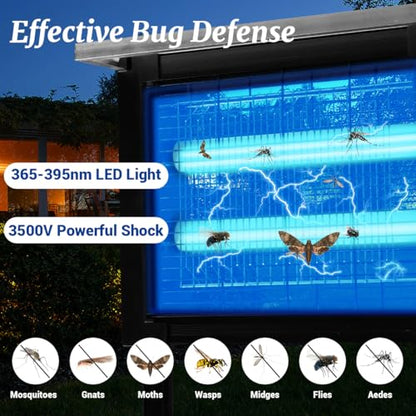 Solar Bug Zapper Outdoor 3000V, Rechargeable Mosquito Zapper with Solar Panel & USB Charging, Waterproof Cordless Electric Fly Trap with Auto Light Sensor for Patio Yard Garden Camping