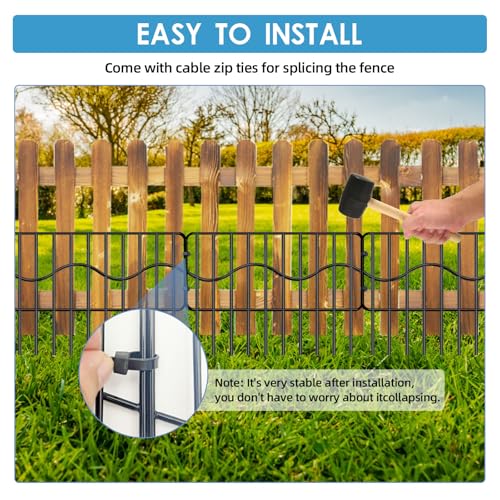 Eibikdi Garden Animal Barrier Fence 80ft x 13in 57pack - size: 80FT x13in(H), 57pack Wavy