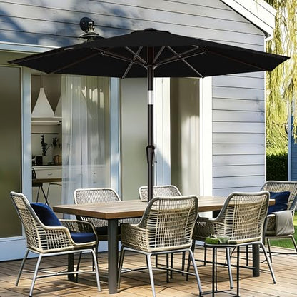AreShark 9FT Outdoor Patio Umbrella with Tilt and Crank, Black - color: Black, size: 9ft