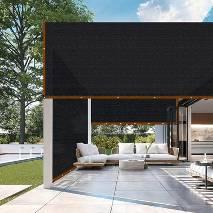 Shade-Cloth 85-90% for Garden Plants 6x8 FT, Black Sun-Block Shade Cover Mesh Tarp with Grommets Sun Shade Canopy for Outdoor Pergola Patio Flower Lawn Kennel Chicken Coop - size: 6x8 FT
