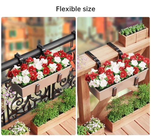 Y&M 4 Pack Window Box Brackets, Adjustable Railing Planter Box Brackets - size: 4p