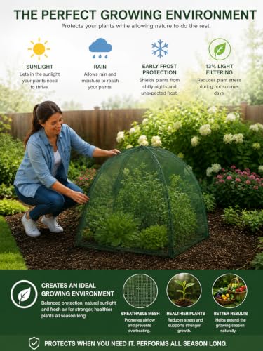 NuVue Products 25202 Pop-Up Garden Netting Animal and Bug Guard Covers with Ground Spikes, Mesh Plant Cover Tents for Pest and Animal Control, Pack of 2,Green, 28" x 28" x 30" - color: Green, size: 28" x 28" x 30"
