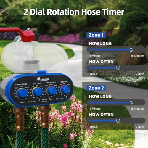 Watering Hose Sprinkler Timer Garden Irrigation System Controller Electronic Water Timer with Two Outlets Color Blue - color: 2 Outlet Water Timer