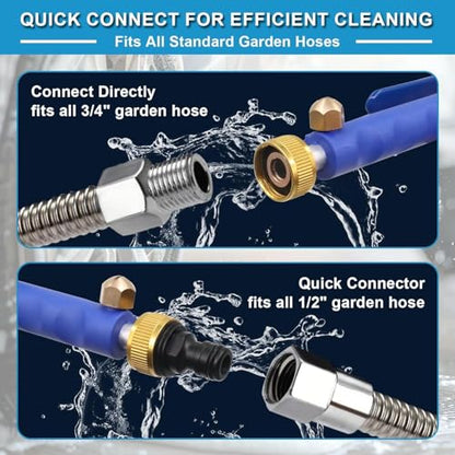 High Pressure Washer Extension Wand, Upgraded 2-in-1 Hydro Jet Hose Nozzle High Pressure for Car, 2026 New Water Arrow Sprayer, Jet Gutter Cleaning Tools for Patio Garden Outdoor Cleaning, Blue