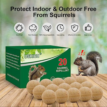 20 Balls Rodent Repellent,Squirrel Repellent,Mouse Repellent Indoor Outdoor - color: Brown-squirrel
