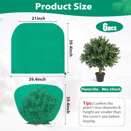 6 Pack Shrub Plant Covers Freeze Protection for Winter, 39.4"X39.4", Green - size: 6PCS-39.4" X 39.4"