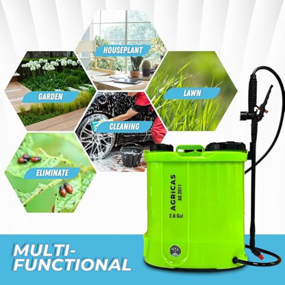 Battery Powered Backpack Sprayer-18V Dual Battery 2.6 Gal, Adjustable 0-100 PSI Pressure, 7 Nozzles, Telescopic Wand, Electric Sprayer, Lawn & Garden Use - color: Model1-Two Battery-2.6 Gal