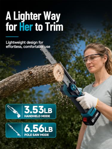 10'' Electric Pole Saws, 2-in-1 Mini Chainsaw for Tree Trimming - color: Blue, size: 10inch