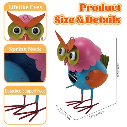 Metal Owl Garden Statues Yard Art Animal Figurines - color: Owl Birdhouse