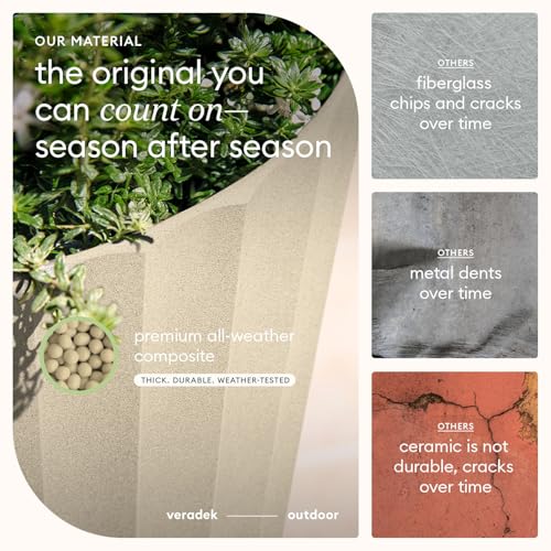 Veradek Column Series Tall Planter - Tapered Outdoor Planter with Shelf - color: Sand, style: Wide Groove