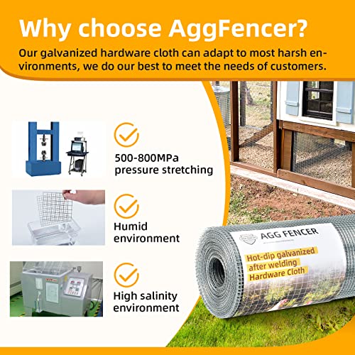 AggFencer 36inch x 100ft Hardware Cloth 1/2 inch Chicken Wire Fencing 19Ga - size: 1/2in 36in x 100ft