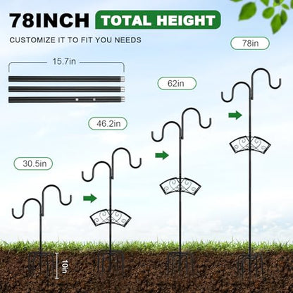 Garden Hose Holder, Freestanding Hose Stand for Outside, 150FT Hose Storage Organizer with 5-Prong Base and Shepherd Hooks for Garden Yard Patio