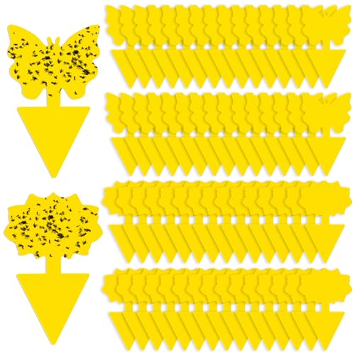 Fruit Fly Traps, 60 Pack Yellow Sticky Traps, Fungus Gnat Traps, Plant Fly Stickers for Indoor and Outdoor Use Protect The Plant - color: Yellow, size: 60 Pack