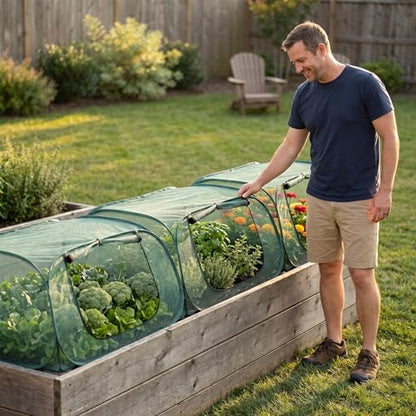 2Pack Raised Garden Bed Covers(45"X22"X18"), Pop Up Mesh Plant & Vegetable Cover,30% Sunblock Plant Shade Tent, Outdoor Planter Protection, Sun & Insect Guard - color: Green-2