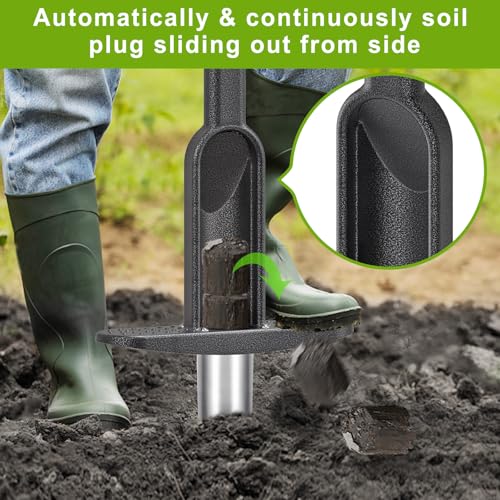 Long Handled Bulb Planter Tool with Rubber Grip - color: 2'' wide hole