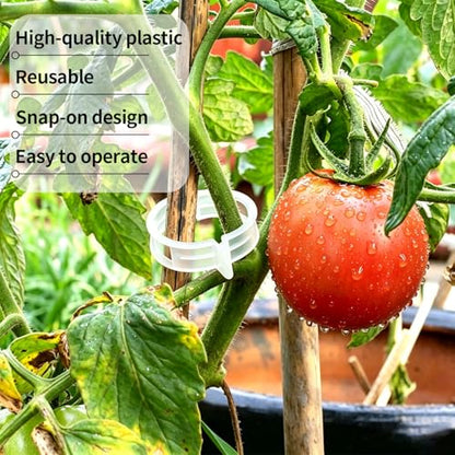 120Pcs Plant Support Clips, Tomato Clips for Climbing Plants, Reusable Plastic Garden Trellis Clips for Vine Vegetables Grape Tomato Cucumber to Grow Upright Healthier ( - color: White