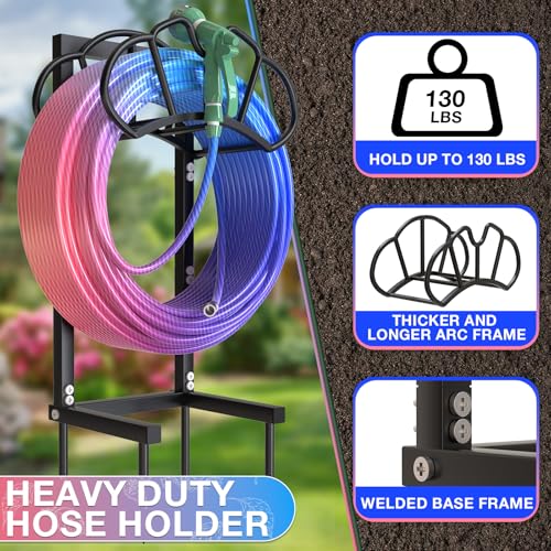Qatsrin Garden Hose Holder Holds 160ft, Rustproof Water Hose Storage, Black - color: Black