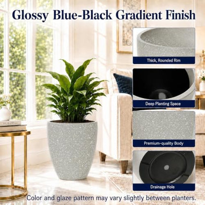 Usocik Large Outdoor Planters, Set of 4, 10/12/21/24 Inch, Sand Matte - color: Speckled Gray Matte