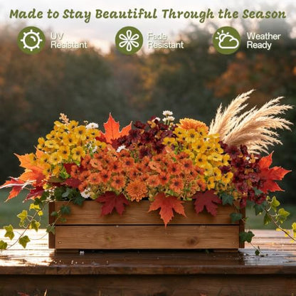 12 Bundles Artificial Mums, UV Resistant, Orange