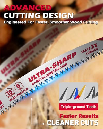 15 Inch Japanese Teeth Reciprocating Saw Blades, 6TPI Arc Edge Wood Pruning Saw Blades Set for Tree Trimming, Wood Cutting, 5 Pack - color: 5-Pc 15" Extended-Reach Pruning