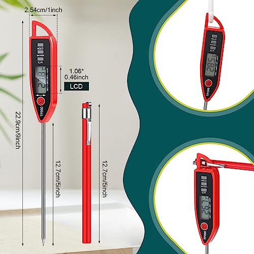 Copkim 6 Set Digital Food Thermometer Long Probe Instant,Red - color: Red