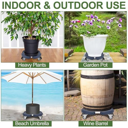 2 Pack Plant Caddy Stands with 360° Wheels Adjustable 15-22 Inch Rolling Plant Stands Heavy Duty Large Plant Carts Dolly with Casters 440lbs Capacity for Large Planter, Garden Pot, Flower Pot, Blue - color: Blue