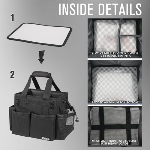 SCAVATA Compact Wearable Cleaning Caddy with Handle & Shoulder Straps - color: Black