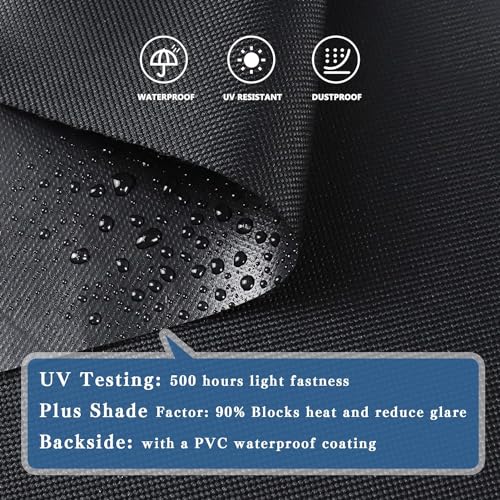 5x7ft Black Tarp Heavy Duty Waterproof, Oxford Fabric Cover 20mil - size: 5x7ft