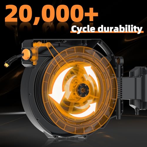 Retractable Garden Hose Reel 1/2 in x65 ft， Wall Mounted Hose Reel - color: Gray, size: 1/2"x65 ft