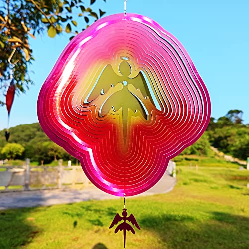 DJUAN 12in Angel Wind Spinner Outdoor Garden Decor Gifts for Women Mom Wife - color: Colorful Angel