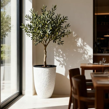 Worth 21" H White Tall Planters with Inside Pots, 2-Pack Large Plant Pots - color: White