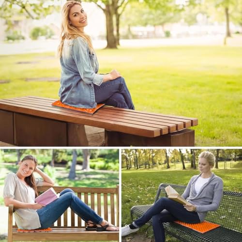 FOCHIER F Stadium Seat Pad, Foam Sitting Pad Mat, Diamond Foldable Camping Seat Cushion for Bleachers, Outdoor Hiking, Backpacking, Picnic, Fishing, Concert,Mountaineering - color: Orange 2PC