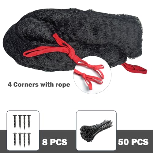 Jollybower Bird Netting 50'x50' Heavy Duty Nylon, 2.4" Square Mesh Poultry Chicken Coop Netting, Garden Netting for Fruit Trees Plants Against Hawks Wild Animals - size: 50'x50'-2.4"
