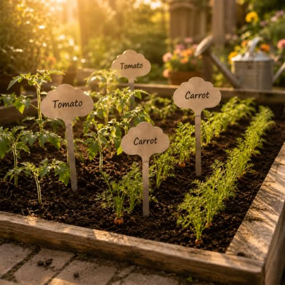 Cloud Shape Stainless Steel Plant Labels with Marker Pen for Outdoor Indoor 20 PCS Reusable Metal Garden Markers for Vegetables Herb Flower Seed Greenhouse - size: 7.8 inch