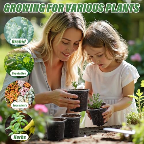 RooTrimmer 3.5" Clear Seeding Pots 100-Pack Round for Seeds Starter Pots, Seeds Germination Transparent Nursery Pots with Drainage Holes (100PCS) - size: 3.5Inch 100P