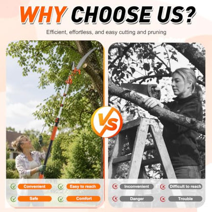 SISUPASSIE 20FT Reach Tree Trimmer, Telescoping Pole Saw with 3-12FT Extension Pole, Manual Tree Pruner Extendable for Yard, Garden, Patios - size: 12FT