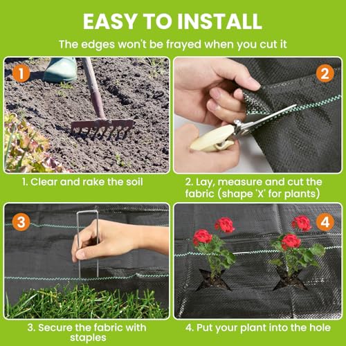 Weed Barrier Fabric, 4FTx300FT 3.2oz Landscape Fabric - size: 3.2OZ-4X300FT