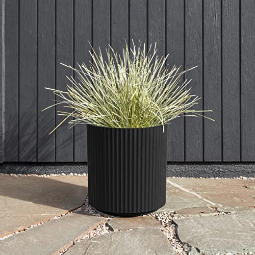 Veradek Demi Series Planter - Large Round Outdoor Planter - color: Black, size: 16 inch - 2 Pack