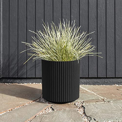 Veradek Demi Series Planter - Large Round Outdoor Planter - color: Black, size: 16 inch